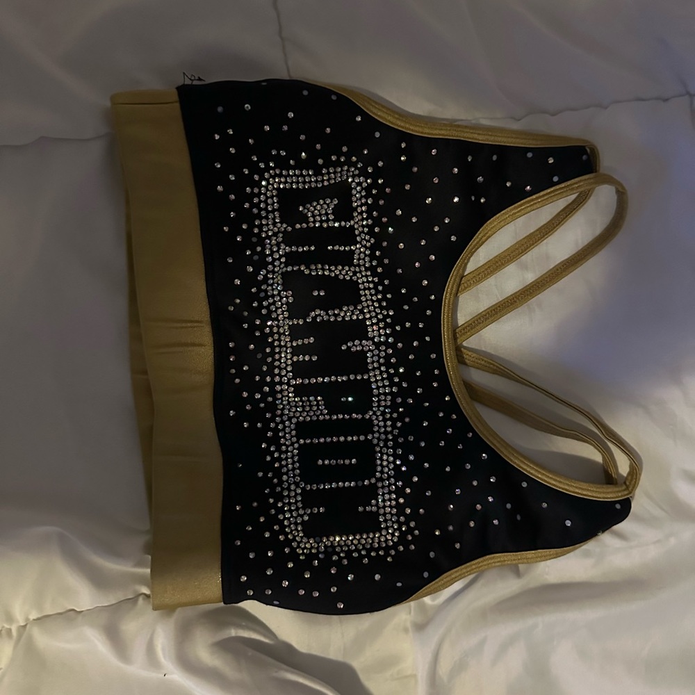 Champion cheer black and gold practice wear